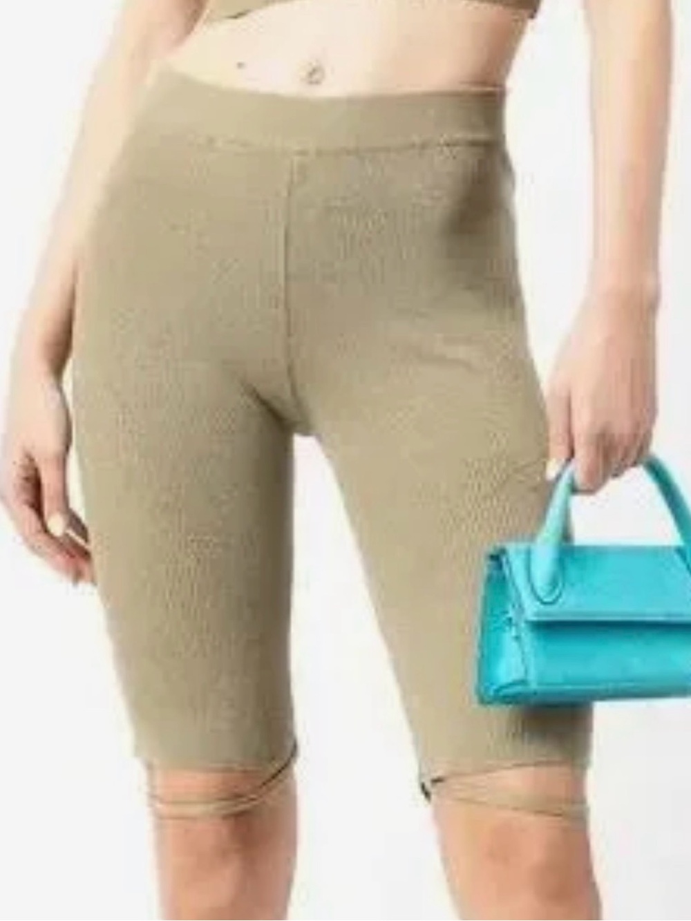 Jacquemus $305 NWT Le Short Sierra Khaki ribbed knit stirrup shorts